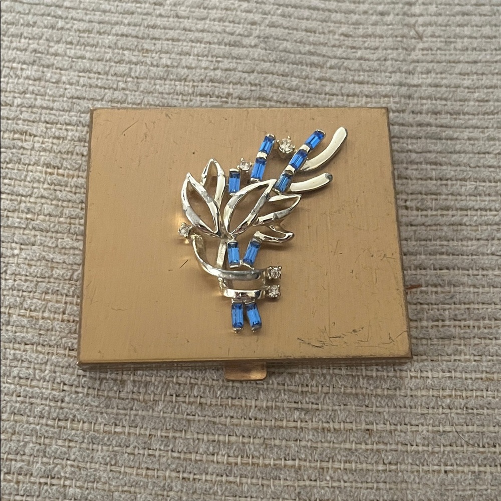Vtg Saks Fifth Ave Powder Compact Rhinestones
